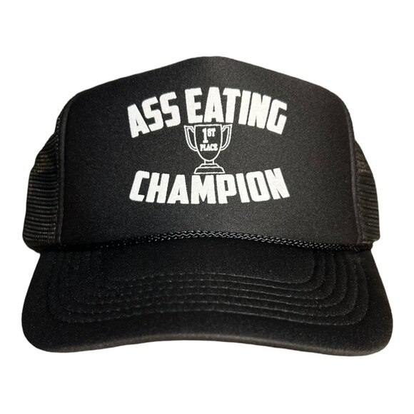 ASS EATING CHAMPION Funny trucker hat adult size snapback college party cap - Picture 1 of 5
